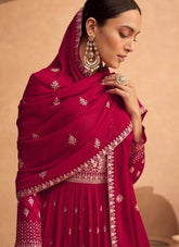 Fine Georgette Gown in Red Colour